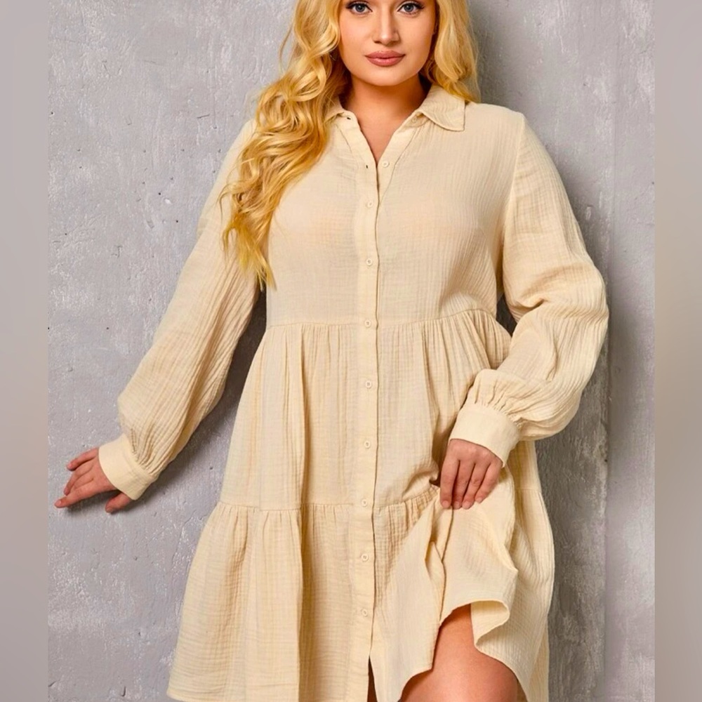 Plus Ruffle Hem Smock Dress